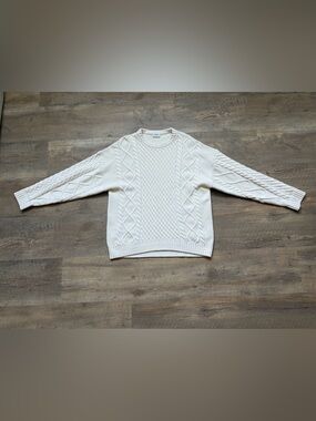 Aritzia Sunday Best Cable Knit Wool Blend Sweater Ivory Cream Size Medium